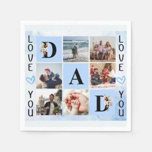 Love You Dad Custom Photo Collage - Personalized Napkin