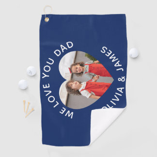 Love You Dad Custom Photo Fathers Day Navy Golf Towel