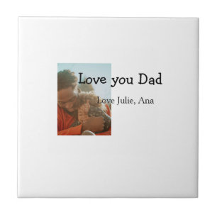 love you dad father's day add photo name simple tile