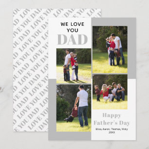 Love You Dad four photos grey Father's Day card