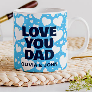  Love You Dad Modern Blue Heart Father's Day Coffee Mug