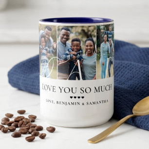 Love You Dad Personalized 5 Photo Collage Gift Two-Tone Coffee Mug