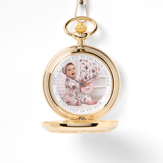 Love You Dad Personalized Photo Fathers Day Pocket Watch (Front)