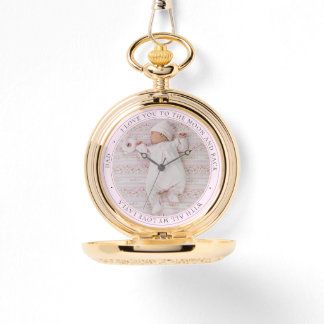 Love You Dad Personalized Photo Girl Pink Pocket Watch