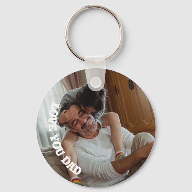Love You Dad , Personalized  Photo Keychain (Front)