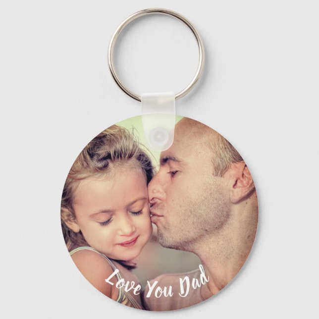 Love you Dad Personalized Photo Text Keychain (Front)