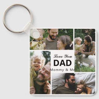 Love You Dad Photo Collage Family Gift Keychain