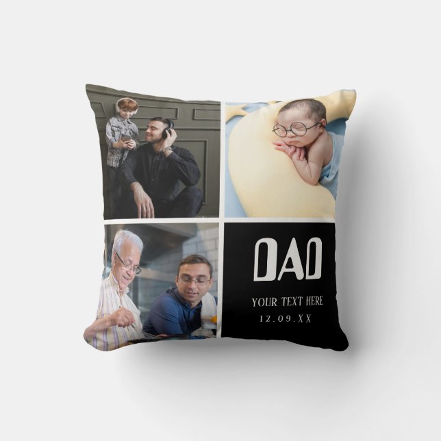 Love You dad | Photo Collage Handwritten Text Throw Pillow (Front)