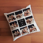 Love You Dad | Photo Collage Handwritten Text Throw Pillow<br><div class="desc">This simple and stylish pillow says "Love you Dad" in trendy, handwritten white text, with a matching heart and a spot for your name, on a black square centre frame. There is a photo grid with room to show off eight of your favourite personal photos for a gift your father...</div>