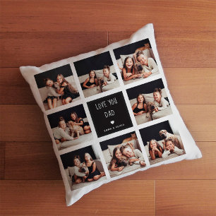 Love You Dad Photo Collage Handwritten Text Throw Pillow