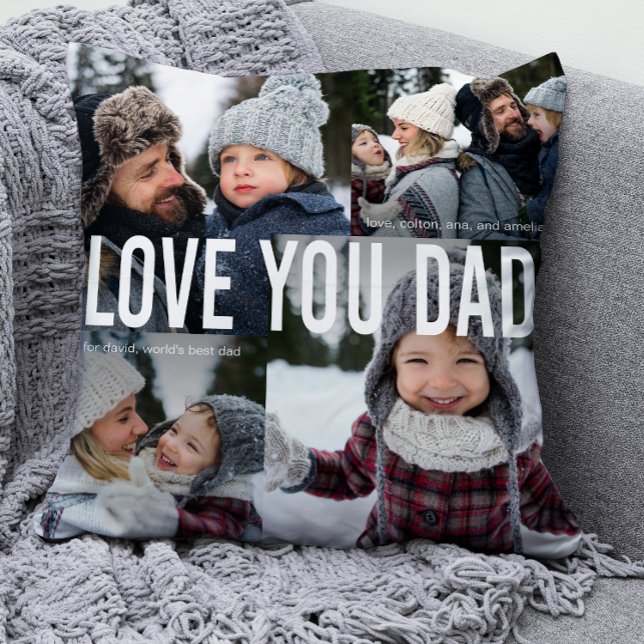 Love You Dad Photo Collage Throw Pillow (Creator Uploaded)