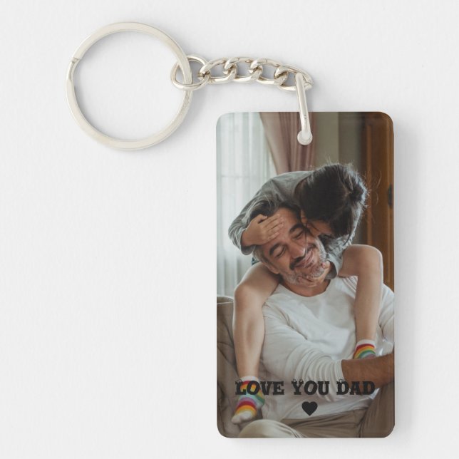 Love You Dad Photo Father's day gift Keychain (Front)