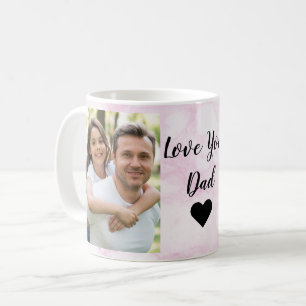 Love You Dad Two Photo Script and Heart Coffee Mug