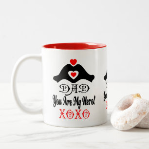 ❤☕↷Love You Dad, You are My Hero Fab Two-tone Coffee Mug
