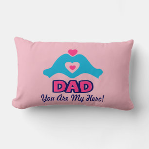❤↷Love You Dad, You are My Hero Fabulous Lumbar Pillow