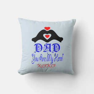 ❤↷Love You Dad, You are My Hero Fabulous Throw Pillow