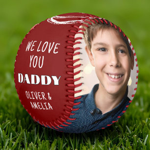 Love You Daddy 2 Photo Collage Father's Day Baseball