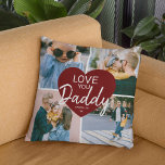 Love You 'Daddy' Custom Photo Collage Heart Throw Pillow<br><div class="desc">Discover the charm of this Cute Modern Pillow! It’s perfect for showing your affection to the special man in your life. Features a 4 Photo Collage Template, a central blue heart, and the message 'LOVE YOU Daddy'. The reverse can be changed to any colour for a personal touch. It’s ideal...</div>