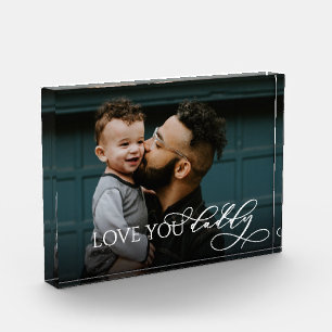 Love You Daddy Elegant Handwritten Script Photo Block