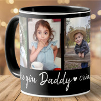  Love You Daddy Father's Day 5 Photo Collage Black