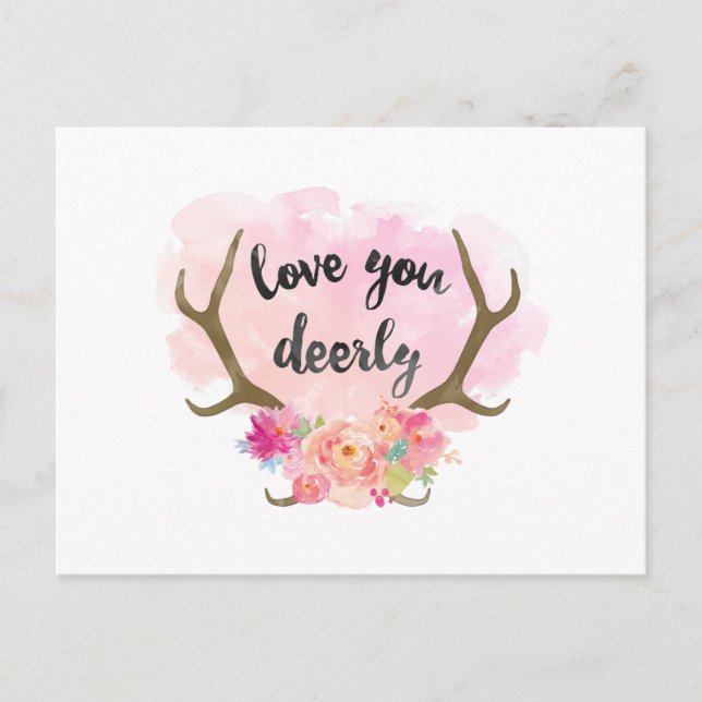 Love You Deerly Postcard (Front)