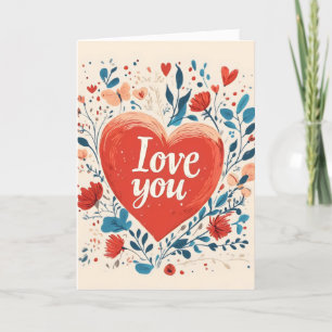 Love You Folk Love Heart Holiday Card