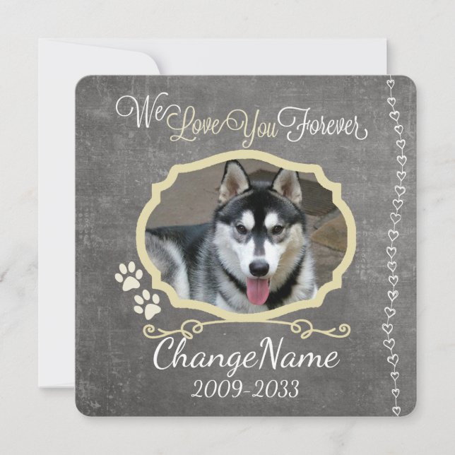 Love You Forever Dog Memorial Keepsake Announcement (Front)