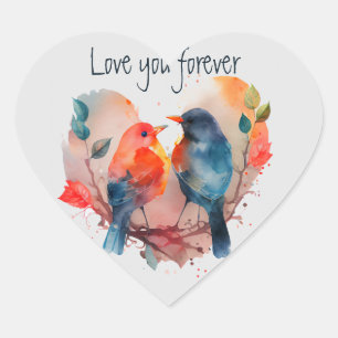 Love You Forever Lovebirds  Heart Sticker