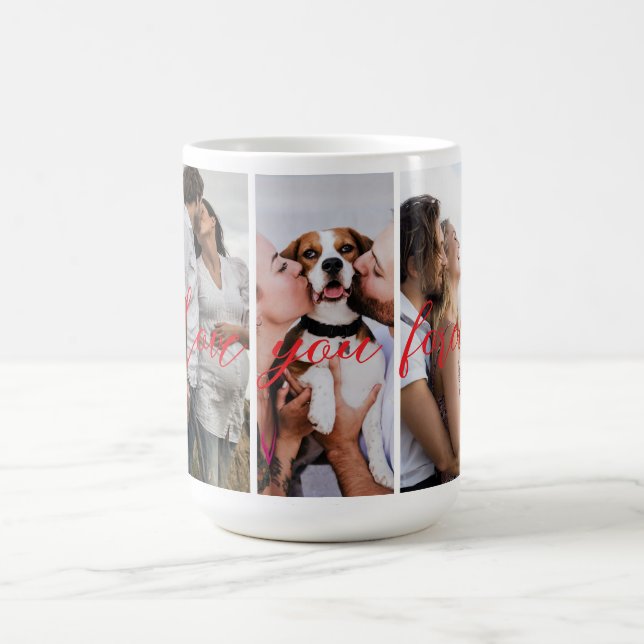 Love You Forever Vertical Photo Collage Custom  Magic Mug (Center)
