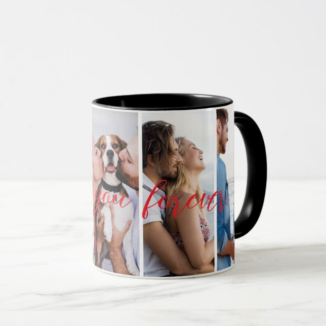 Love You Forever Vertical Photo Collage Custom  Mug (Front Right)
