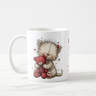 “Love You Fur-Ever” Cute Cat & Teddy Valentine Mug