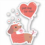 Love You Fur-Ever Cute Dachshund Dog Red Heart<br><div class="desc">Love You Fur-Ever Cute Dachshund Dog Red Heart Sticker features a cute Dachshund dog wearing heart shaped glasses with a red heart shaped balloon with the text "love you fur-ever" in modern script typography. Accented with cute red love hearts. Perfect gift for girlfriend, sweetheart, wife, dog lover, and more for...</div>