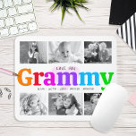 Love You Grammy Colourful Rainbow 6 Photo Collage Mouse Pad<br><div class="desc">“Love you Grammy.” She’s loving every minute with her grandkids. A playful, whimsical, stylish visual of colourful rainbow coloured bold typography and black handwritten typography overlay a soft, light pink heart and a white background. Add 6 cherished photos of your choice and customize the names and message, for the perfect...</div>