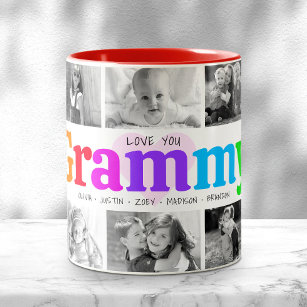 Love You Grammy Multicolor Modern 10 Photo Collage Two-Tone Coffee Mug