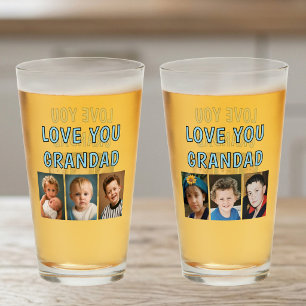 Love you Grandad 6 photos blue beer Glass