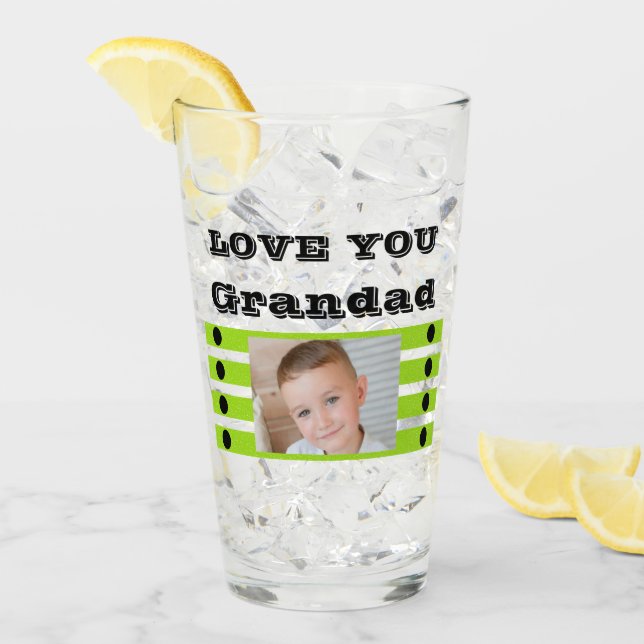 Love you Grandad two photos black lime beer Glass (Front Ice)