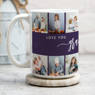 Love You Grandma 12 Photo Collage Purple Coffee Mug