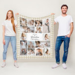 Love You Grandma 14-Photo Collage Custom Text Gift Fleece Blanket<br><div class="desc">This heartwarming personalized photo blanket for Grandma features a delightful collage of family memories framed by a charming beige and white buffalo plaid border. With 14 photos, this cozy blanket allows you to capture and display special moments with the grandkids. The centre includes the heartfelt text, "Love You Grandma, "...</div>