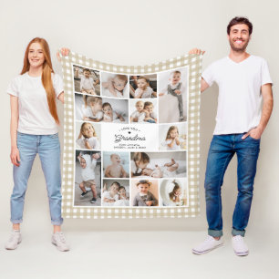 Love You Grandma 14-Photo Collage Custom Text Gift Fleece Blanket