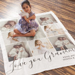 Love You Grandma 9-Photo Fleece Blanket<br><div class="desc">Add 9 photos from Instagram, your computer or your phone to this black and white personalized fleece blanket for grandmothers, featuring the text "Love You Grandma" in an elegant handwritten script with grandchild/ren's name/s. If you need any help customizing this, please message me using the button below and I'll be...</div>