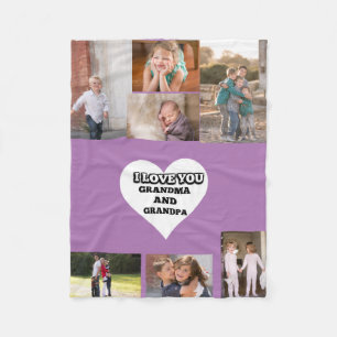 Love You Grandma And Grandpa Inside  Heart 7 photo Fleece Blanket