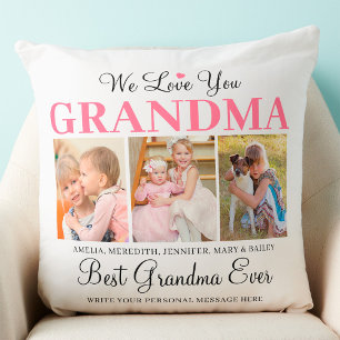 Love You Grandma - Best Grandma Ever Photo Collage Throw Pillow