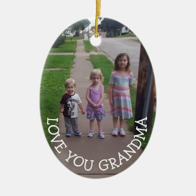 Love You Grandma, Christmas Gift for Christmas Ceramic Ornament (Front)