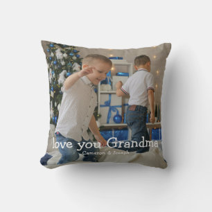 Love You Grandma Christmas Photo Throw Pillow