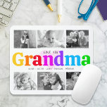 Love You Grandma Colourful Modern 6 Photo Collage Mouse Pad<br><div class="desc">“Love you Grandma.” She’s loving every minute with her grandkids. A playful, whimsical, stylish visual of colourful rainbow coloured bold typography and black handwritten typography overlay a soft, light pink heart and a white background. Add 6 cherished photos of your choice and customize the names and message, for the perfect...</div>