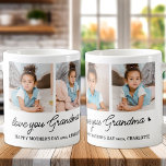 Love You Grandma Custom Modern Simple 4 Photo Coffee Mug<br><div class="desc">Introducing our customizable photo collage mug, a heartfelt and unique gift perfect for the special grandma in your life. This beautifully designed mug allows you to showcase 4 of your favourite photos, creating a modern, elegant, and simple collage that exudes warmth and love. Personalized with the endearing message "Love You...</div>