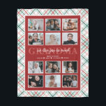 Love You Grandma Custom Text 12-Photo Tartan Fleece Blanket<br><div class="desc">Wrap your grandmother in warmth and love with this modern red, green and white fleece blanket, a thoughtful gift designed to celebrate the special bond between a grandmother and her grandchildren. This blanket features a timeless red, green and white tartan pattern, providing a classic and versatile backdrop for 12 cherished...</div>