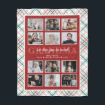 Love You Grandma Custom Text 12-Photo Tartan Fleece Blanket<br><div class="desc">Wrap your grandmother in warmth and love with this modern red, green and white fleece blanket, a thoughtful gift designed to celebrate the special bond between a grandmother and her grandchildren. This blanket features a timeless red, green and white tartan pattern, providing a classic and versatile backdrop for 12 cherished...</div>