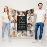 Love You Grandma & Grandpa 10-Photo Collage Modern Fleece Blanket<br><div class="desc">Celebrate grandparents with this personalized photo collage blanket that beautifully showcases their treasured family moments. Featuring a 10-photo layout and the text "Love you Grandma & Grandpa" in an elegant script, the design is enhanced with a heart and space for a heartfelt personal message, along with the names of beloved...</div>