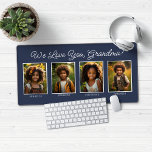 Love You Grandma Grandpa 4 Photos Desk Mat<br><div class="desc">We Love You Grandma or Grandpa 4 Photos Desk Mat Mouse Pad featuring 4 of your favourite photos and custom text in modern script. Everything is fully customizable, so you can change it to Grandpa, Papa, Mamaw, Mimi, or any text you want! The background is navy blue, but can easily...</div>